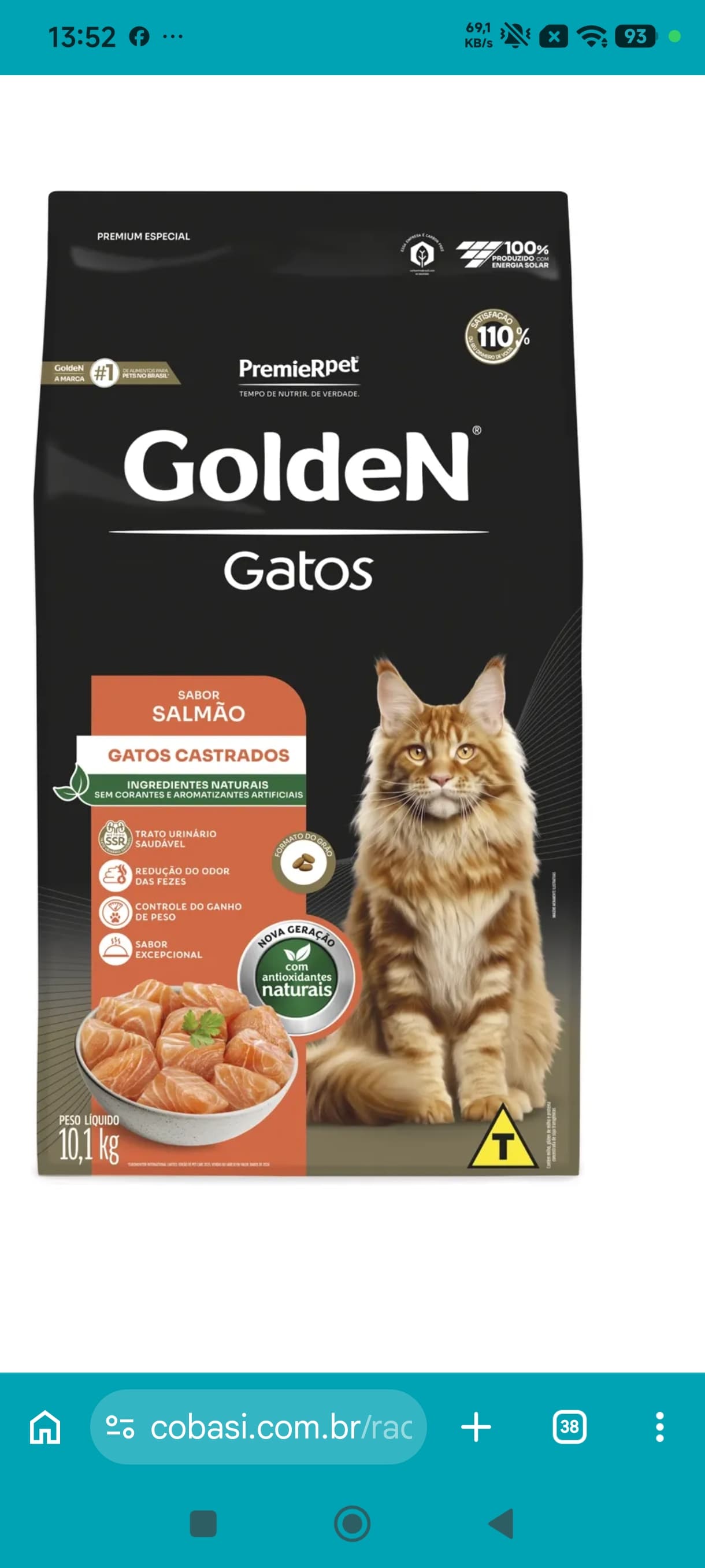 Ração Golden Gatos castrados Salmão 10kg